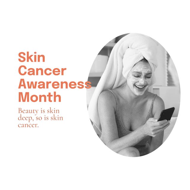 Skin Cancer Awareness Month Campaign with Woman Using Beauty Face Mask - Download Free Stock Templates Pikwizard.com