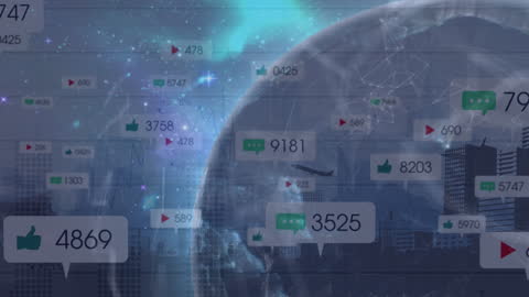 Global Social Media Interaction Visual Over Earth's Surface