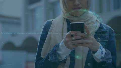 Technology Connection Concept with Headscarf Woman Using Smartphone