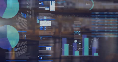 Animated Digital Data Visualization over Urban Skyline with Graphs