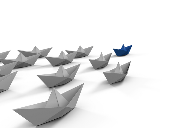 Transparent leadership concept with blue and white paper boats - Download Free Stock Videos Pikwizard.com