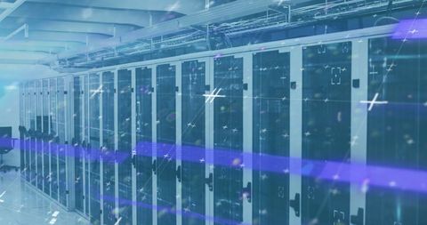 Futuristic Digital Interface Overlooking Computer Servers - Download Free Stock Images Pikwizard.com