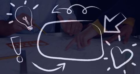 Team collaborating on creative project with wireframe design