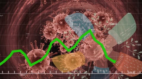 Digital Interface with Virus Cells and Data Visualization