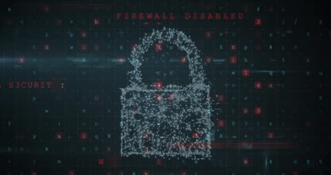Digital Firewall Breach Concept with Data Elements