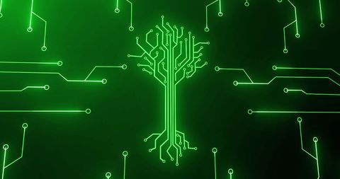 Digital Circuit Tree on Vibrant Green Background - Download Free Stock Images Pikwizard.com
