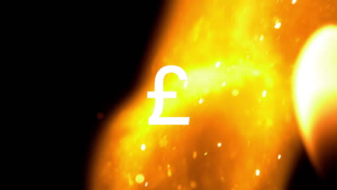 Pound Symbol Illuminated by Fiery Background