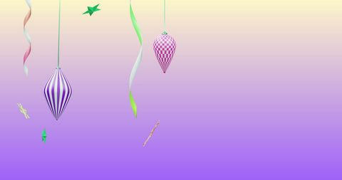 Festive Holiday Ornaments on Gradient Purple Background