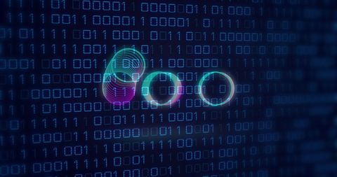futuristic neon circles on binary code background - Download Free Stock Images Pikwizard.com