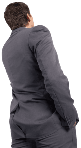 Transparent Businessman in Suit Standing Confidently
