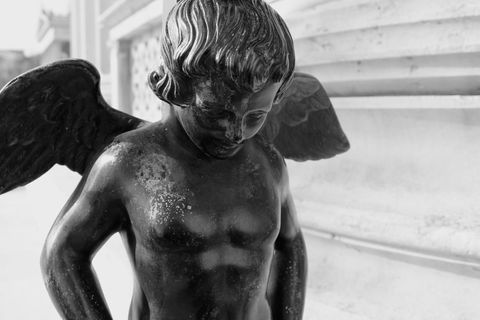 Black and White Angel Sculpture Close-up