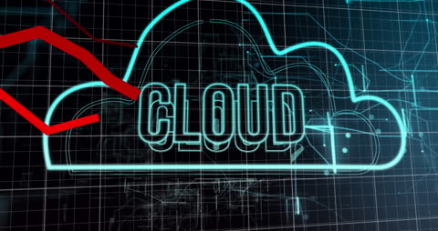 Neon Cyber Cloud Animation with Dynamic Red Lines