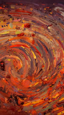 Rotating Vibrant Paint Spiral on Turntable Vertical Video Showing Textured Abstract Motion