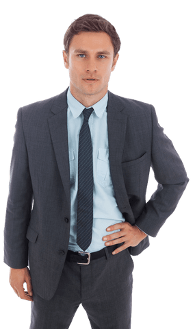 Transparent Background Serious Businessman in Suit Looking Confident