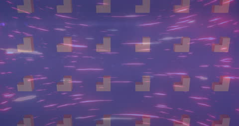 Futuristic Motion of Red Light Trails with Abstract Grid