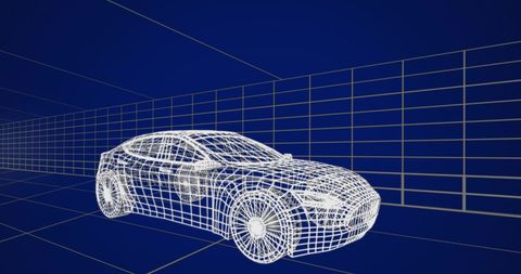Futuristic Wireframe Car in Virtual Digital Environment - Download Free Stock Images Pikwizard.com