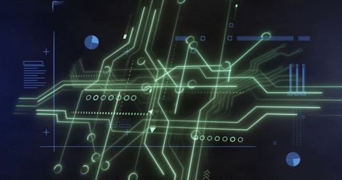 Futuristic Digital Circuit Board with Data Processing Hologram - Download Free Stock Images Pikwizard.com