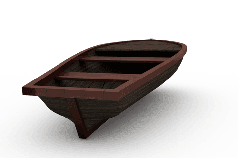 Wooden boat on transparent background, summer vacation concept
