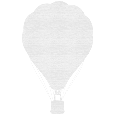 Minimalist white hot air balloon shape on transparent background
