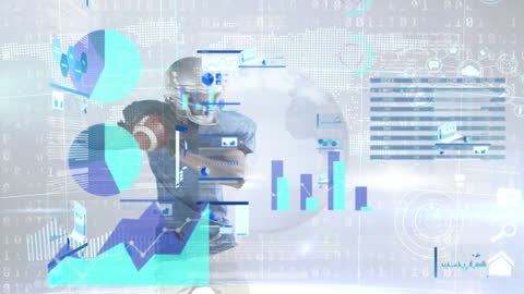 Rugby Player in Futuristic Data Analytics Immersion