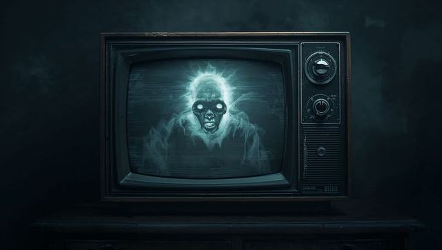 Eerie Vintage Television Displaying Ghostly Entity