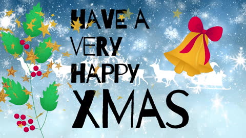 Festive Animated Christmas Greeting with Sleigh and Snowflakes