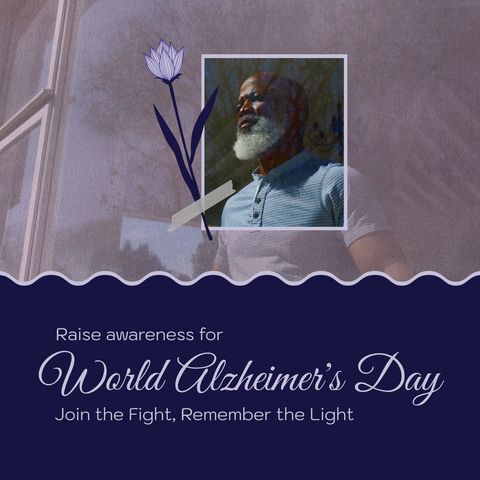 World alzheimer’s day awareness poster with senior man