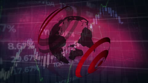 Animated Globe and Graphs with Digital Data Overlay