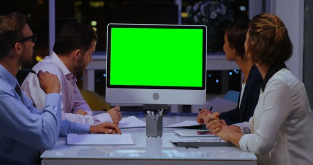 Team Working On Project Late At Night With Computer Green Screen - Download Free Stock Photos Pikwizard.com
