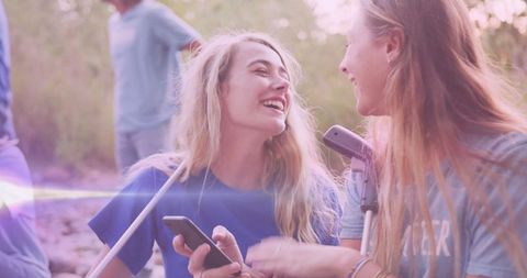 Volunteers enjoying outdoor environmental clean-up event