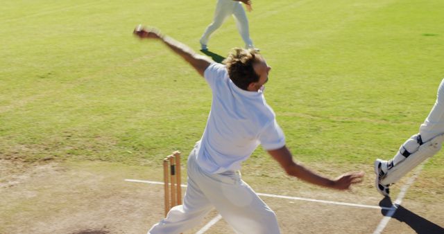 Cricket Bowler in Action During Match - Download Free Stock Images Pikwizard.com