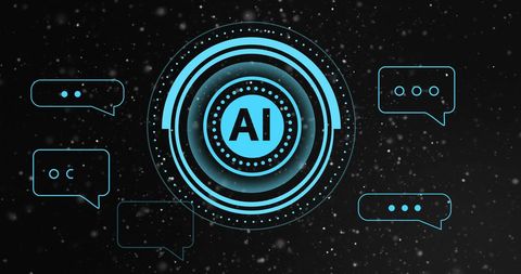 AI Digital Data Processing with Speech Bubbles on Black Background - Download Free Stock Images Pikwizard.com