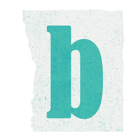 Grunge turquoise letter 'b' on transparent background