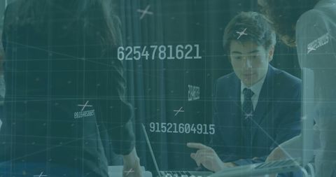 Businessman discussing digital data at office meeting