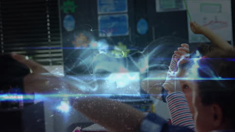 Children Engaged in Interactive Learning Adventure