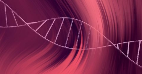 Abstract DNA Helix on Red and Pink Swirl Background