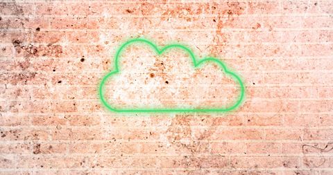 Neon Cloud Icon on Weathered Brick Wall Design - Download Free Stock Images Pikwizard.com
