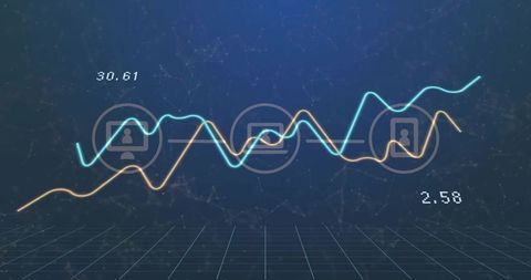 Futuristic Neon Data Waveforms and User Icon Network Grid for Analytics Dashboard Design