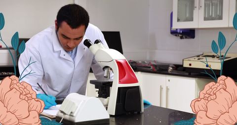Scientist Analyzing Data Using Microscope in Modern Laboratory - Download Free Stock Images Pikwizard.com