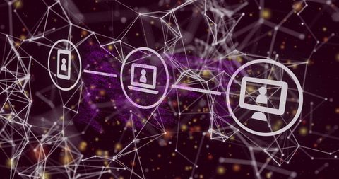 Futuristic Digital Network Connectivity with Floating Icons - Download Free Stock Images Pikwizard.com