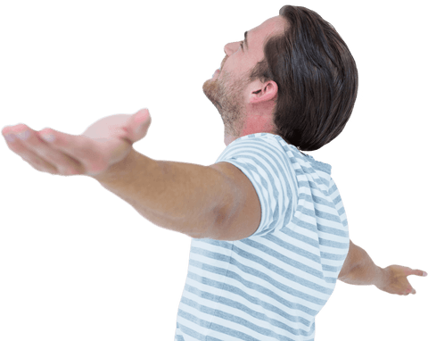 Joyful Young Man Standing with Arms Outstretched on Transparent Background - Download Free Stock Videos Pikwizard.com