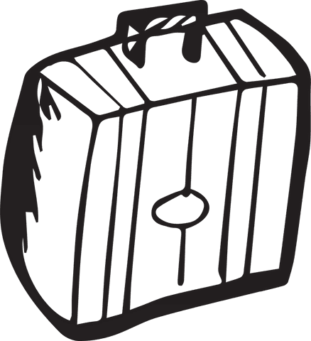 Transparent outline of black suitcase symbolizing travel