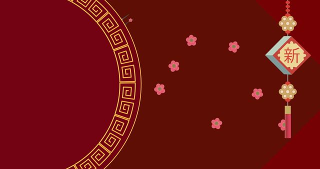 Modern Chinese New Year celebration with traditional decorations on red background - Download Free Stock Images Pikwizard.com