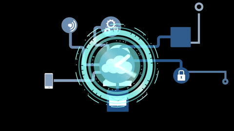 Digital Network IoT Concept with Cloud and Security Icons