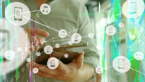 Businessman Using Tablet with Digital Interface Connections