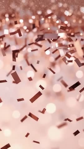 Elegant Rose Gold Confetti Drifting Over Glowing Bokeh Backdrop Vertical Celebration Loop