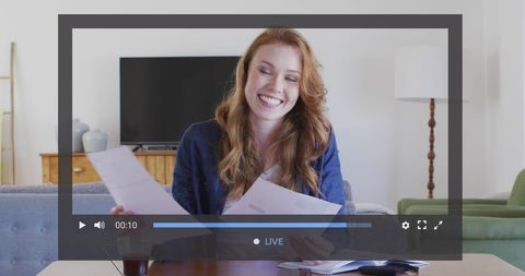 Caucasian Businesswoman Recording Vlog on Financial Data - Download Free Stock Images Pikwizard.com