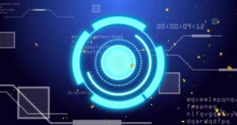 Neon HUD Interface with Sci-Fi Blue Holographic Design