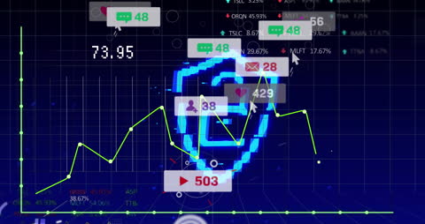 Digital Security Concept with Data Processing and Charts Illustrations