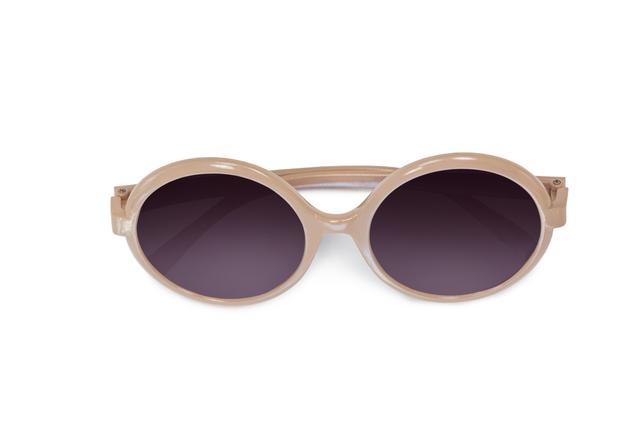 Beige round sunglasses with dark lenses are perfect for adding a stylish touch to any outfit. Ideal for summer fashion, these sunglasses provide UV protection while enhancing your look. Use this image for fashion blogs, online stores, or promotional materials related to eyewear and accessories.